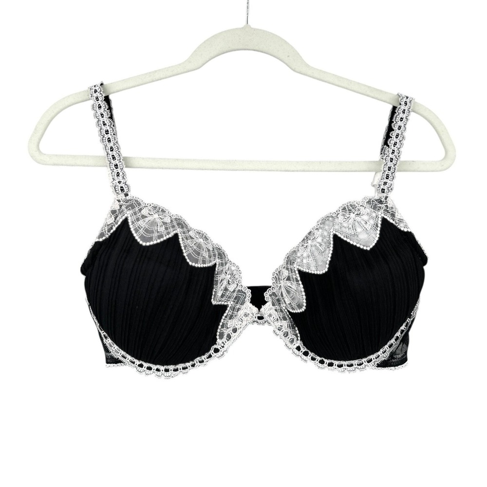 Cassandra Intimates 36D‎ Black Lace Trim Balconette Bra Underwire Support